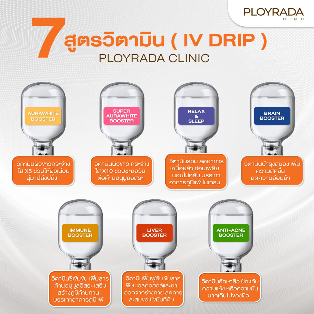 ดริปวิตามินที่ Ployrada มีกี่สูตร ช่วยเรื่องอะไรบ้าง